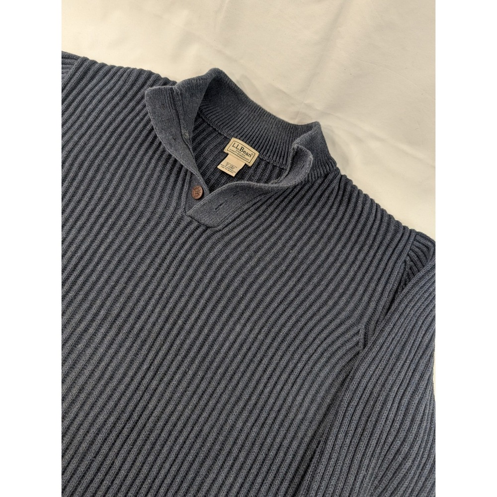 L.L.Bean Men's Heavyweight  Cotton Ribbed Sweater Navy XL Tall Heritage Pullover